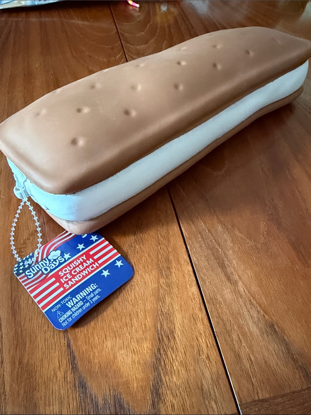 Sunny Days Squishy Ice Cream Sandwich Pouch - Brown & White